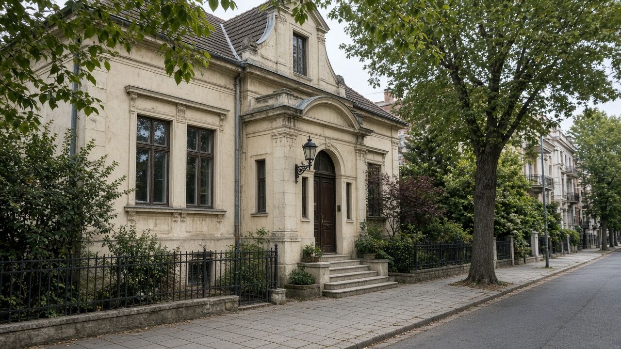 Tourist smartphone photo of the Nikola Tesla Museum entrance on Krunska street in Belgrade Vračar