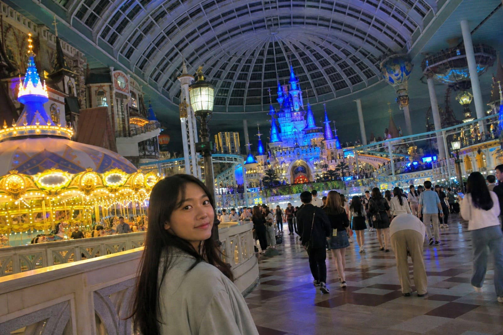 Indoor Lotte World Adventure in Seoul under the dome — tourist phone photo