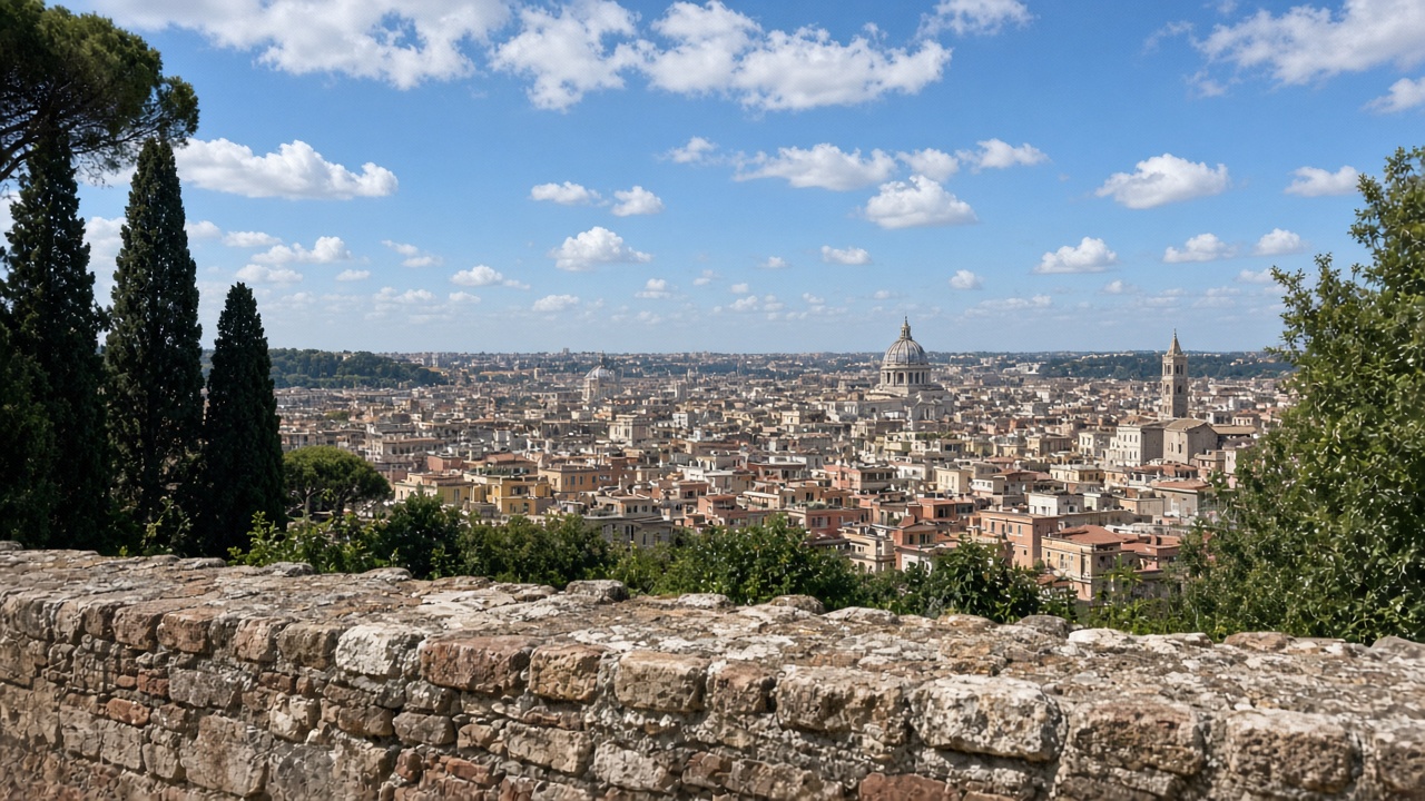 Rome skyline from Janiculum Hill — tourist phone photo