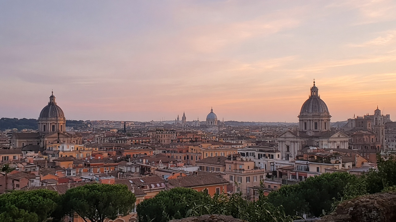 Rome viewpoint Rome panorama from a viewpoint — tourist phone photo