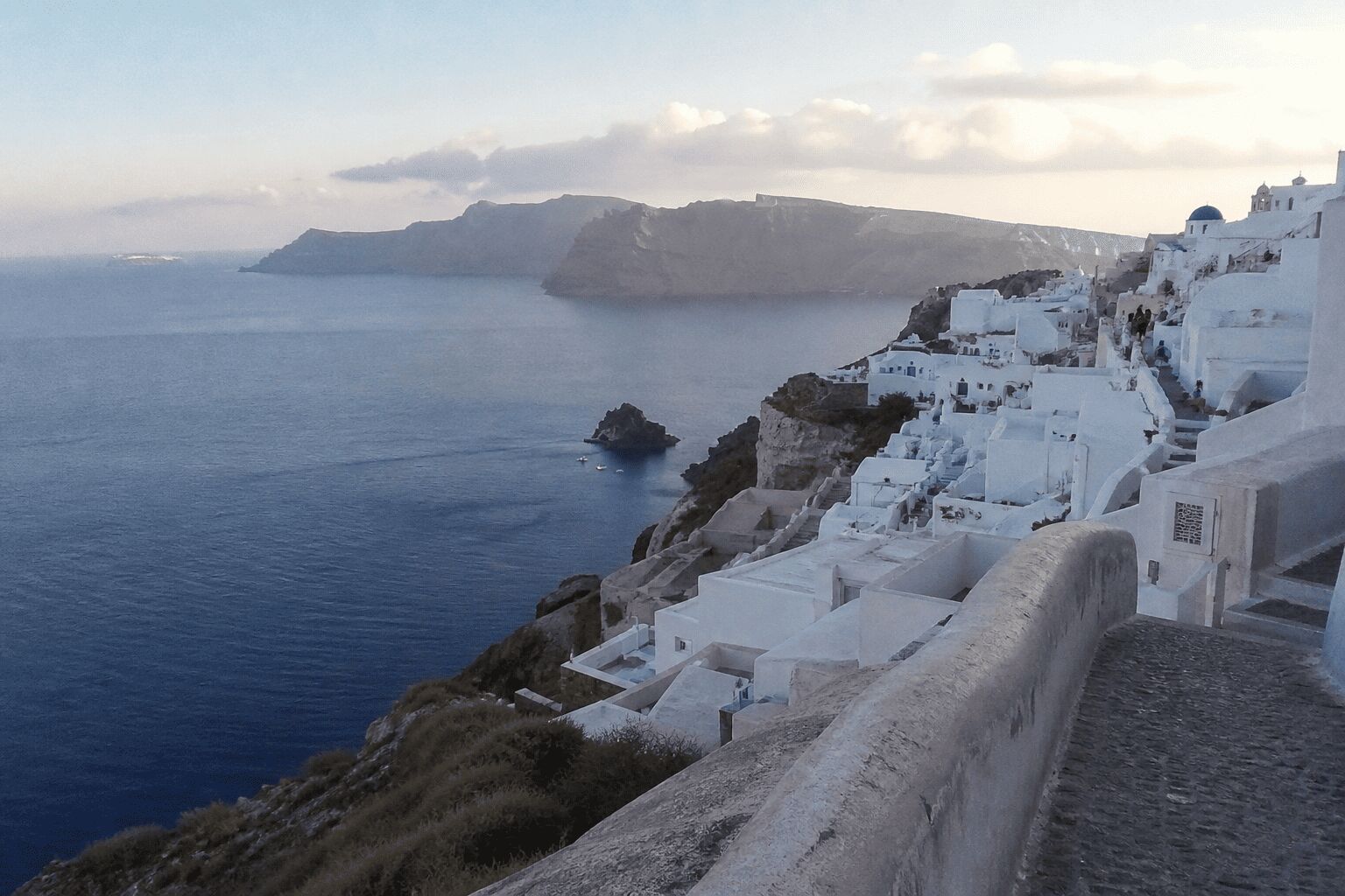 Oia and the Santorini caldera — casual tourist phone photo