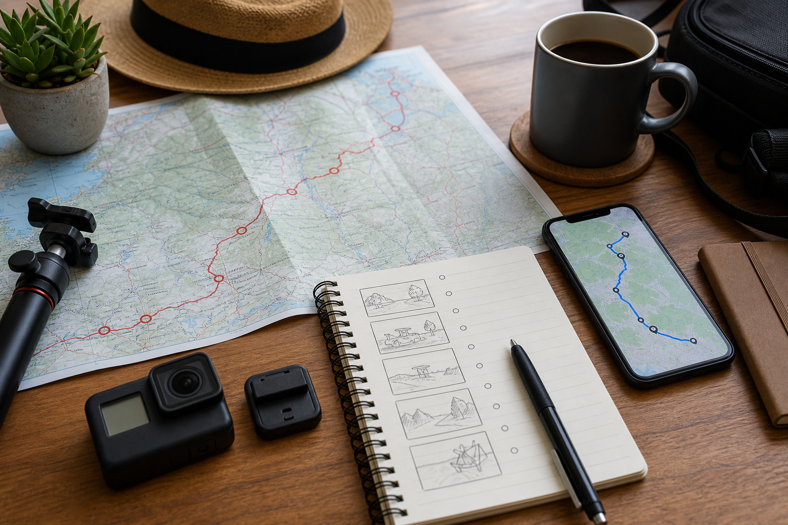 Planning a route and script for a travel vlog