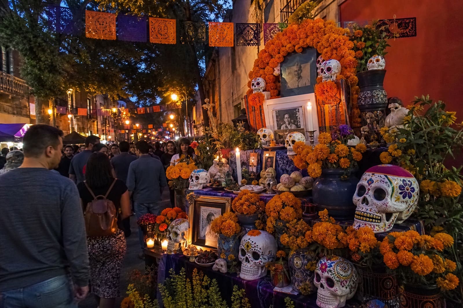Día de Muertos ofrenda in Mexico — casual tourist phone photo