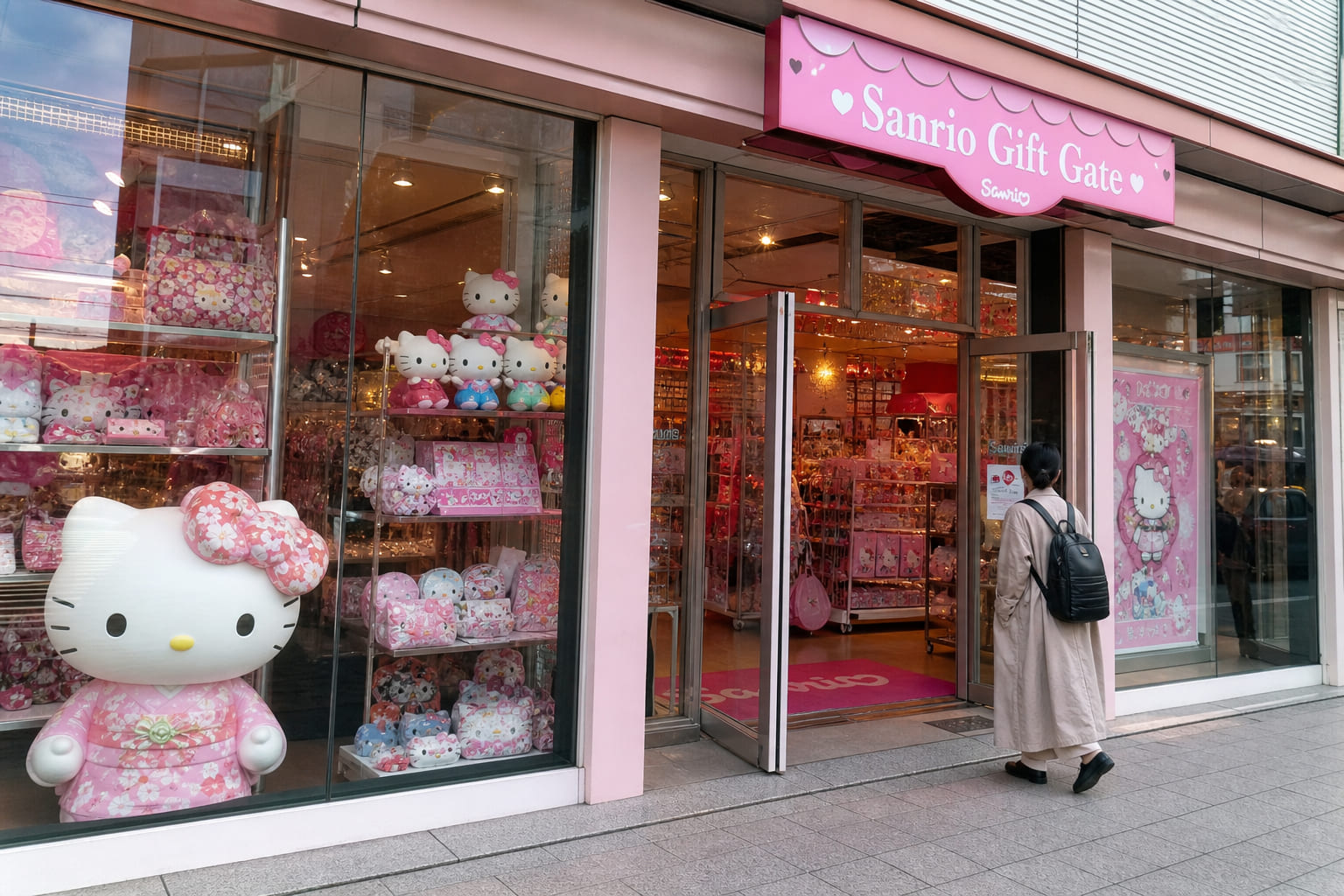 Sanrio Gift Gate storefront in Asakusa Tokyo with colorful kawaii merchandise